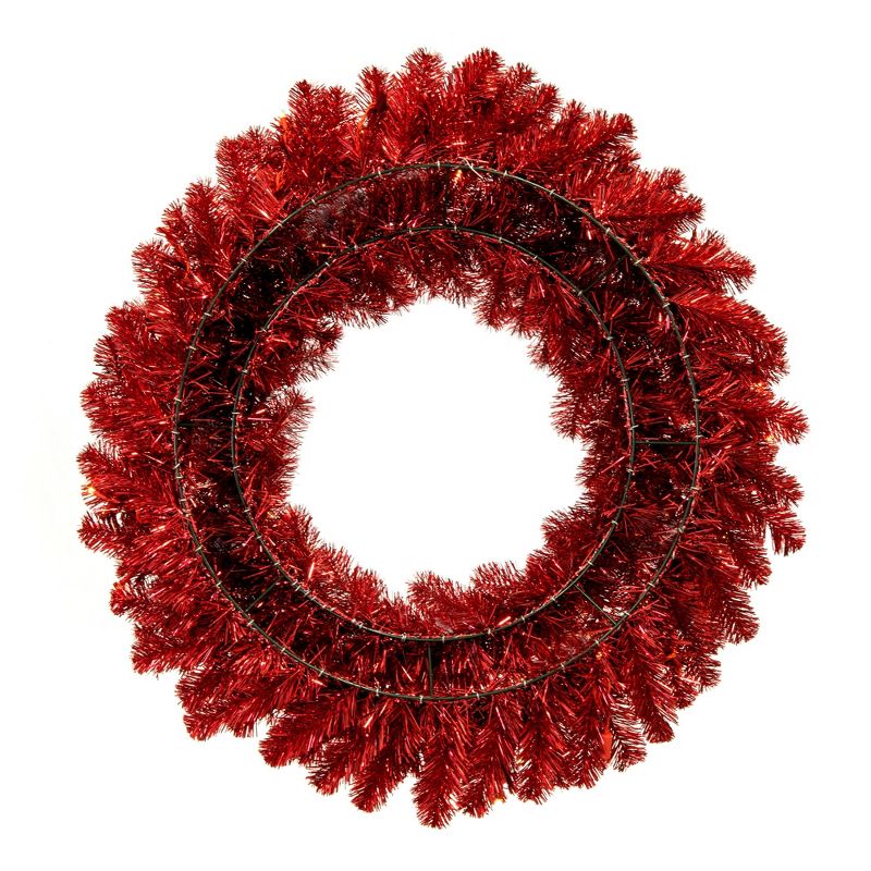 Vickerman Deluxe Red Tinsel Wreaths, 3 of 7