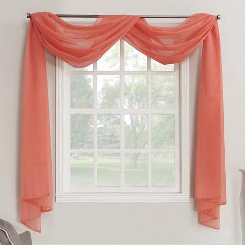 Emily Sheer Voile Window Curtain Scarf Coral 59 X216 No 918