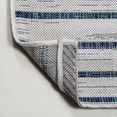 Sukie 2x8 Blue and Ivory Synthetic Stripe Rug