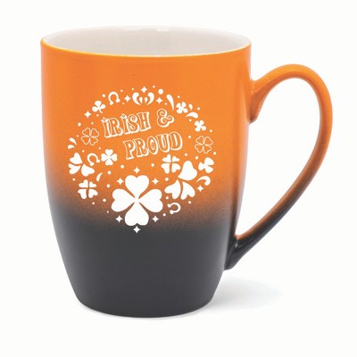 Elanze Designs Irish & Proud Two Toned Ombre Matte 10 ounce New Bone China Coffee Tea Cup Mug, Orange and Black