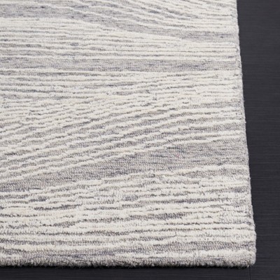 Classic Country Floral 6' Square Gray Hand-Tufted Wool Rug