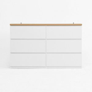 6-Drawer Wood Storage Cabinet Dresser Clothes Organizer Wide Chest Large Storage for Bedroom Hallway Living Room - 1 of 4