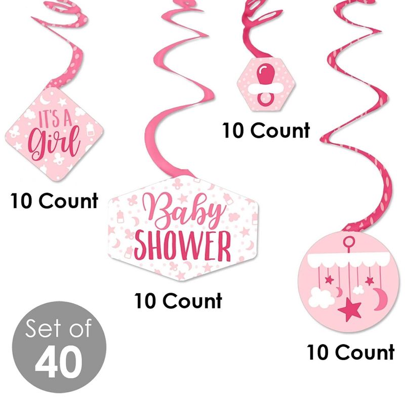 Big Dot of Happiness It's a Girl - Pink Baby Shower Hanging Decor - Party Decoration Swirls - Set of 40, 5 of 9