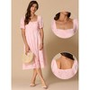 INSPIRE CHIC Women's Summer Square Neck Short Puff Sleeve High Waist Flowy A Line Midi Dress - 2 of 4