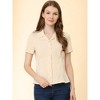 Allegra K Women's Work Summer Lapel Collar Short Sleeve Button Down Shirt - 2 of 4