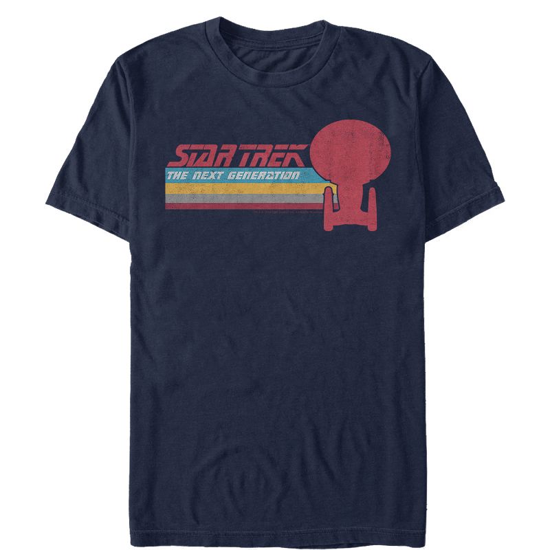 Men's Star Trek: The Next Generation Vertical Retro Rainbow Logo T-Shirt, 1 of 5