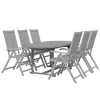 vidaXL 7-Piece Patio Dining Set - Extendable Solid Acacia Wood - Grey - Outdoor Comfort with Adjustable, Folding Chairs - Easy Assembly - 3 of 4
