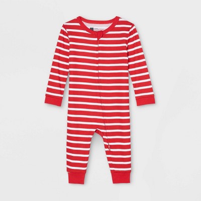 Baby Striped 100% Cotton Matching Family Pajamas Union Suit - Red 3-6M