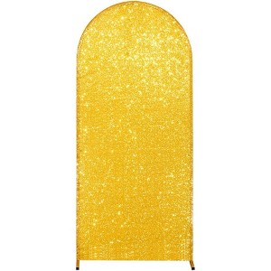 Bling Arch Backdrop Cover, Sequin Wedding Arch Stand Cover with Zipper, Round Top Fitted Backdrop Covers for Birthdays, Wedding and Party Decoration - 1 of 4