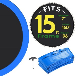 Yescom Trampoline Mat & Pad Replacement Kit w/ 96V-Ring for 15ft Round Trampoline Frame Blue - 1 of 4