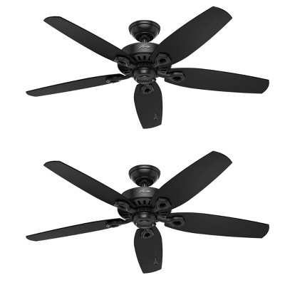 Hunter Fan Company 53294 Builder Elite Versatile Indoor/Outdoor 52 Inch Ceiling Fan without Light Fixture, Matte Black (2 Pack)