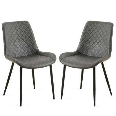 Sapphtopaz Modern Dining Chairs Upholstered Armless Side Chair with Metal Legs and Rhombus Quilting for Dining Room, Living Room