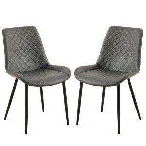 Sapphtopaz Modern Dining Chairs Upholstered Armless Side Chair with Metal Legs and Rhombus Quilting for Dining Room, Living Room - 1 of 4