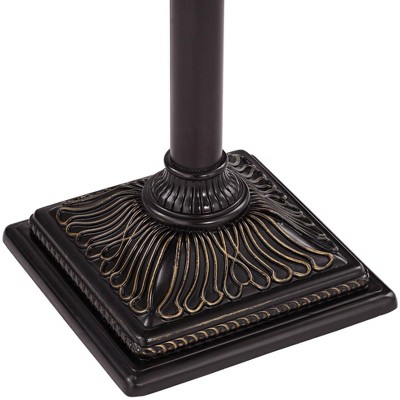 Bronze Adjustable Torchiere Floor Lamp with Amber Glass Shades