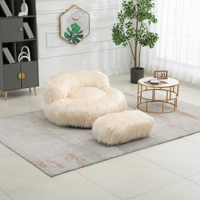 Plush Bean Bag Sofa Couch with Ottoman, Comfy Lazy Sofa Chair for Living Room, Bedroom or Apartment – Maison Boucle
