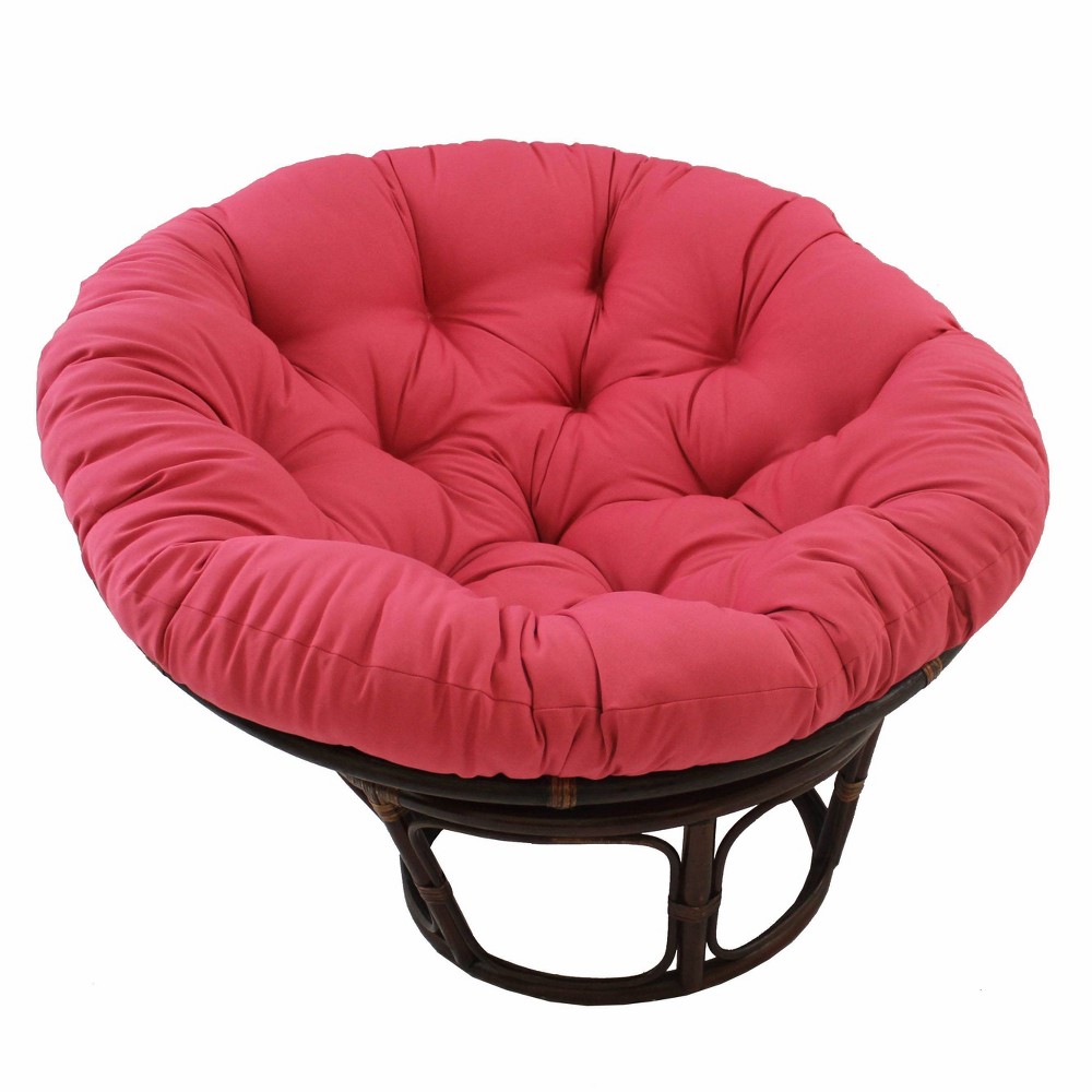 Photos - Chair 42" Rattan Papasan  with Solid Twill Cushion Berry Pink - Internation