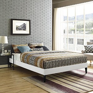 Modway Sharon Vinyl Bed Frame with Squared Tapered Legs, Full, White - 1 of 4