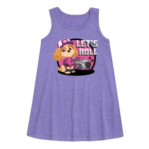 Girls' - Paw Patrol - Let's Roll Skye Graphic Sleeveless Aline Dress - 1 of 4