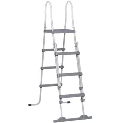Outsunny A Frame Above Ground Pool Ladder, 70 Inch Deck Ladder with Top Platform, Non-slip Steps and Rounded Handrails for Ease of Entry & Exit, Gray