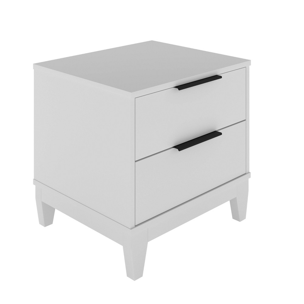 Photos - Storage Сabinet Mackay 2 Drawer Easy Glide Modern Nightstand White - Boyd Sleep Eco Dream: Farmhouse Style, MDF, Metal Pulls