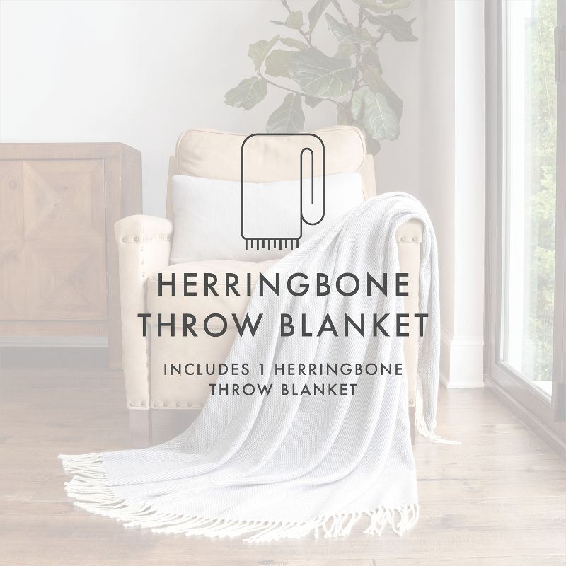 Soft Herringbone Throw Blanket With Fringe 50" X 60" - Becky Cameron, 5 of 10