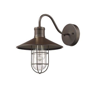 Chloe Lighting Charles Industrial-Style 1 Light Rubbed Bronze Wall Sconce 11" Wide