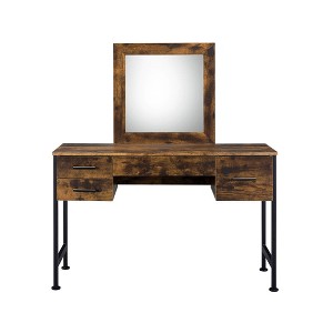 PAGED Vanity Desk Rustic Makeup Table with Mirror, 4 Storage Drawers for Living Room, Bedroom - 1 of 4
