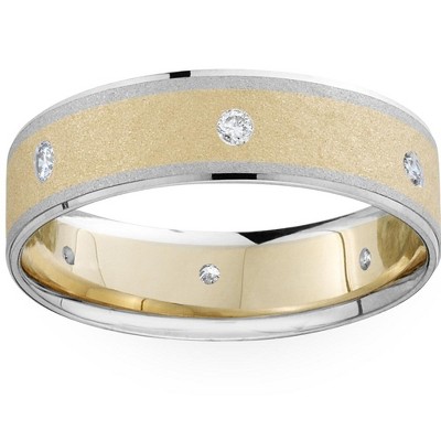Pompeii3 Mens 14k White and Yellow Gold Two Tone Wedding Ring