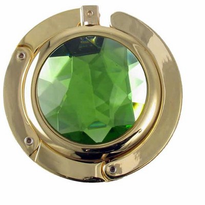 Speert Folding Purse Hook Hanger August Birthstone Peridot Green|Folding Handbag Hook|Faux Stone|2.25" diameter
