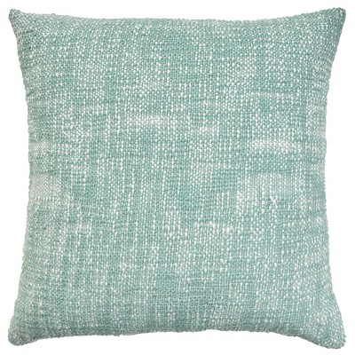 Turquoise Woven Basketweave Reversible Outdoor Throw Pillow 18" x 18"