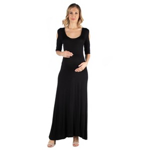 24seven Comfort Apparel Maternity Open Shoulder Maxi Dress - 1 of 4