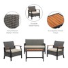 4-Piece Woven Back Conversation Set, Charcoal–Teamson Home : Steel Frame & Wood Armrests - 2 of 4