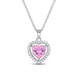 Girls' Royal CZ Heart Sterling Silver Necklace - In Season Jewelry - 1 of 4