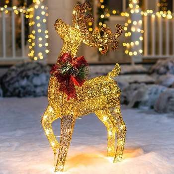 Joiedomi 3ft Gold Reindeer Buck Yard Light Christmas Outdoor Yard Garden Decorations