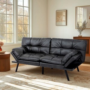 MUUEGM 71" Memory Foam Futon Sofa Bed| Convertible Sleeper Sofa with 3-Position Adjustable Backrest and 4-Position Armrest - 1 of 4