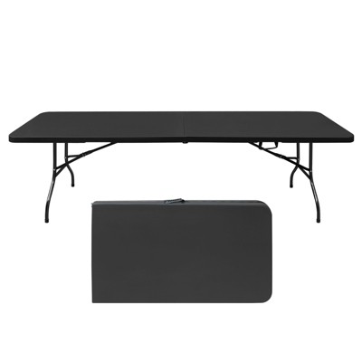 VisioGear Small Outdoor Folding Table with Handle, Portable Outdoor Folding Table for Travel, Camping, Black, 95.98"*30"*28.46"