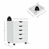 Costway 5 Drawer Dresser Storage Cabinet Chest w/Wheels for Home Office White - 3 of 4