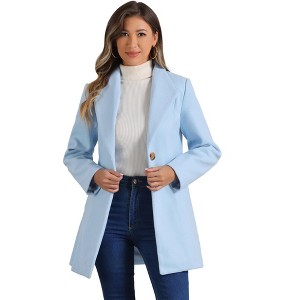 INSPIRE CHIC Women's Turn Down Collar Buttoned Business Casual Mid-Long Winter Coat - 1 of 4