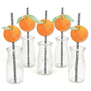 Big Dot of Happiness Little Clementine - Paper Straw Decor - Orange Citrus Baby Shower or Birthday Party Striped Decorative Straws - Set of 24 - 1 of 4