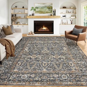 Waterproof Rug Pad Persian Style Camel 360g Pile Weight Pearl Velvet Washable Foldable Non-Shedding Living Room/Bedroom - 1 of 4
