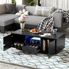 Modern Rectangle Coffee Table, High-Gloss Finish, Storage Cabinets & Drawer, 16-Color LED Lights for Living Room - 3 of 4