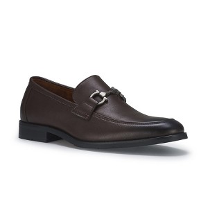 Ferro Aldo Mens Daxon MFA19708 Moc-Toe Leather Penny Loafers with decorative Buckle - 1 of 4