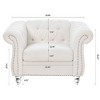 CAVINAS PU Leather Accent Chair with Button Tufted Back and Birch Wooden Legs,Upholstered Living Room Chairs,Reading Chairs for Living Room - 3 of 4