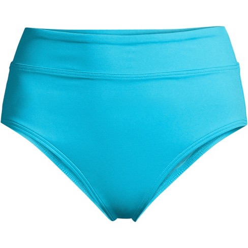 Lands' End Women's Chlorine Resistant High Waisted Bikini Swim Bottoms - 16  - Turquoise : Target