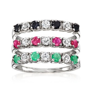 Ross-Simons 1.50 ct. t.w. Multi-Gem Jewelry Set: 3 Rings in Sterling Silver - 1 of 4