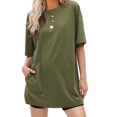 EXLURA Women's Summer Short Sleeve T Shirt Dress Casual Crewneck Resort Wear Tops
