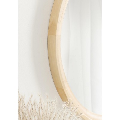 Hatherleigh 30" Natural Wood Round Bathroom Vanity Mirror