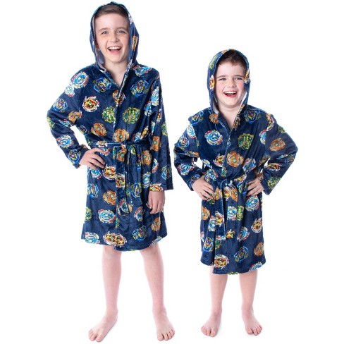 Toddler Kids Hooded Robes Soft Plush Fleece Pajamas Sleepwear for Boys & Girls Boys Bathrobes 