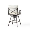 PAGED Patio Aluminium Bar Stool, Modern Swivel Bar Chair with Diamond Check Backrest and Rolled Armrests for Garden, Kitchen, Dining Room - 3 of 4