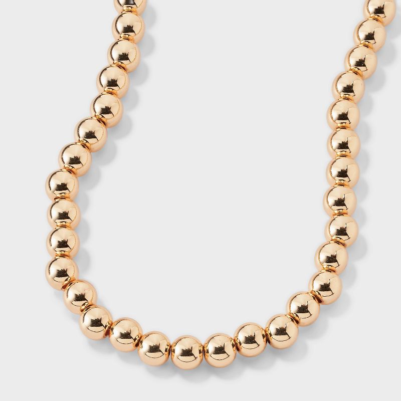 Metallic Beaded Necklace - A New Day™ Gold